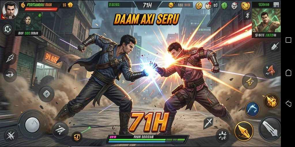 Tampilan gameplay 71H yang mengesankan dalam pertarungan seru.