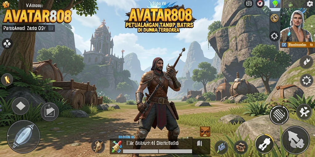 Screenshot gameplay AVATAR808 yang menunjukkan eksplorasi dunia terbuka.