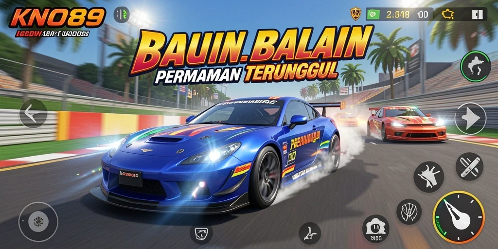 Screenshot gameplay KNO89 menampilkan balapan yang seru dan mendebarkan.
