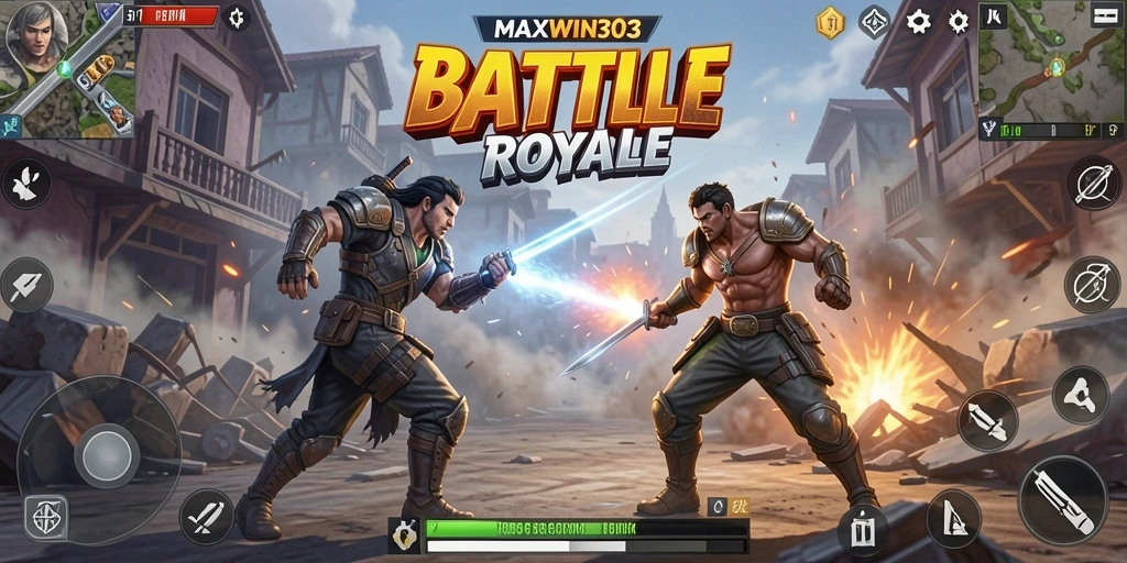 Tampilan gameplay menarik dari MAXWIN303 di medan perang Battle Royale.