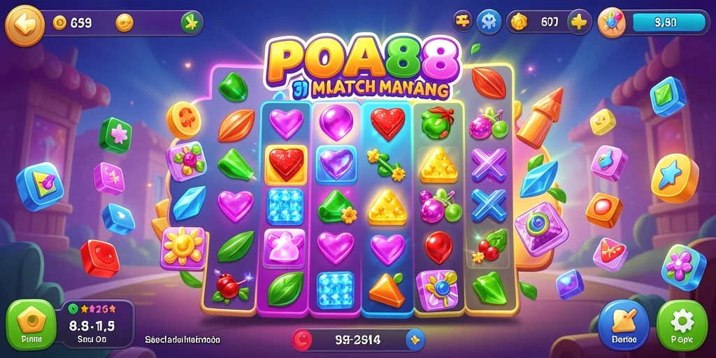 Tampilan gameplay Match-3 yang seru di POA88.