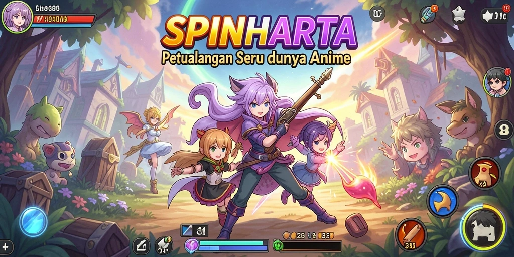 Gameplay SPINHARTA yang seru dengan karakter anime ikonik.