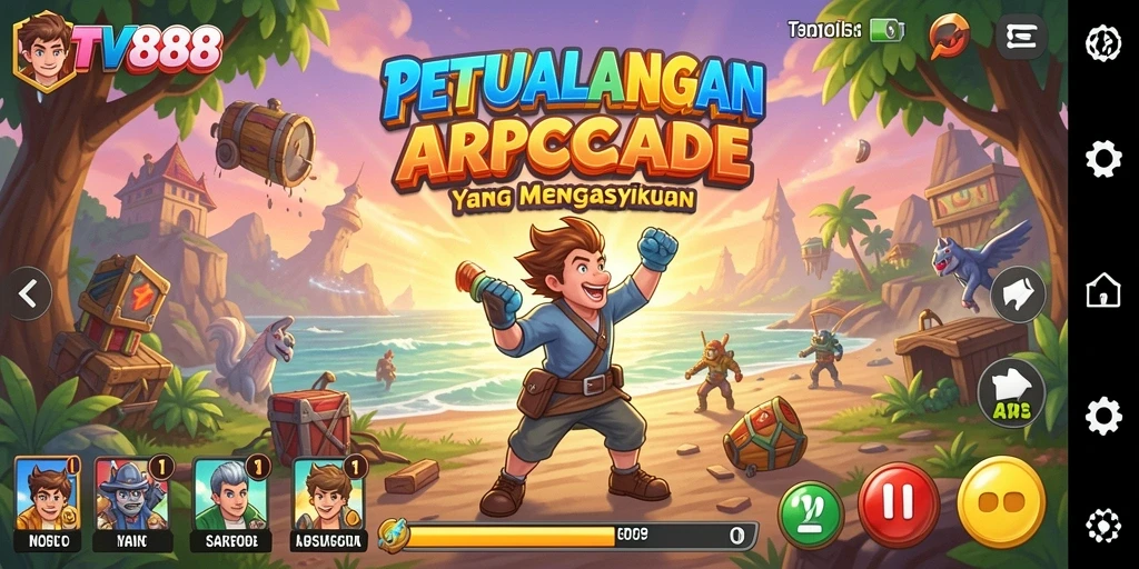 Screenshot gameplay yang mengasyikkan dari TV888 dalam suasana Arcade.
