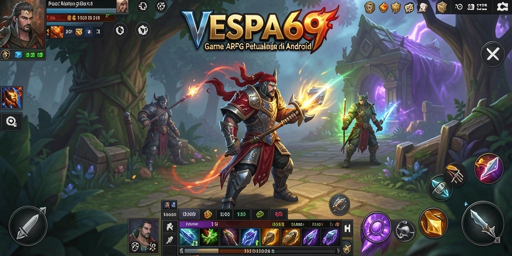 Screenshot utama VESPA69 menampilkan pertempuran epik dalam gameplay ARPG.